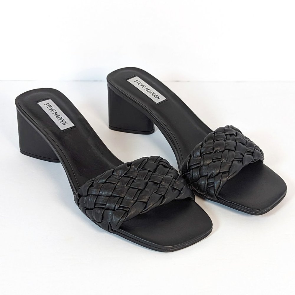Steve Madden Aspyn Sandal Black heeled mule slide size 8.5